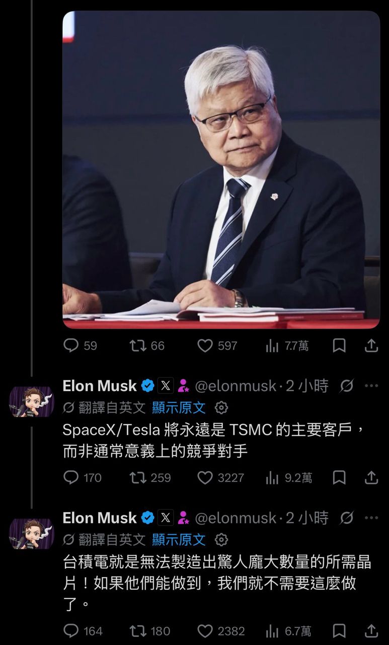 Re: [新聞] 馬斯克急找台灣供應商 光速推進新晶圓 - 股票 - PTT.BEST 批踢踢爆文