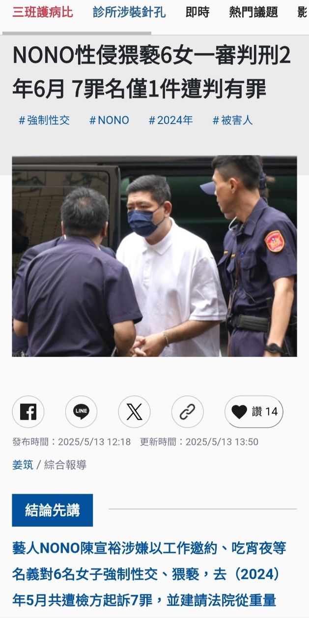 [新聞] 最新／NONO遭控按摩店、車內性侵猥褻2女 - 八卦 - PTT.BEST 批踢踢爆文 2