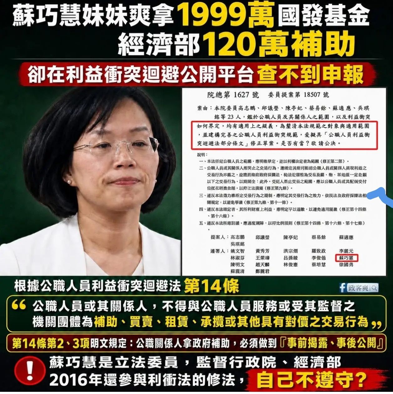 [新聞] 指蘇貞昌「鐵吏」形象翻車　女兒公司獲 - 八卦 - PTT.BEST 批踢踢爆文 3