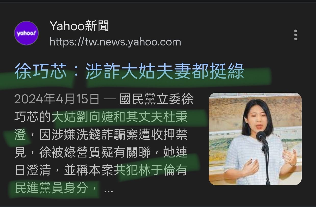 [新聞] 詐團首腦撈上億！徐巧芯大姑委任律師游 - 政黑 - PTT.BEST 批踢踢爆文 2