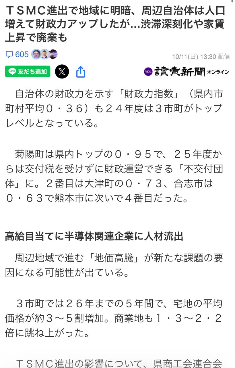 [新聞] 台積電讓熊本暴富5年後 日媒揭殘酷現實： - 股票 - PTT.BEST 批踢踢爆文 2